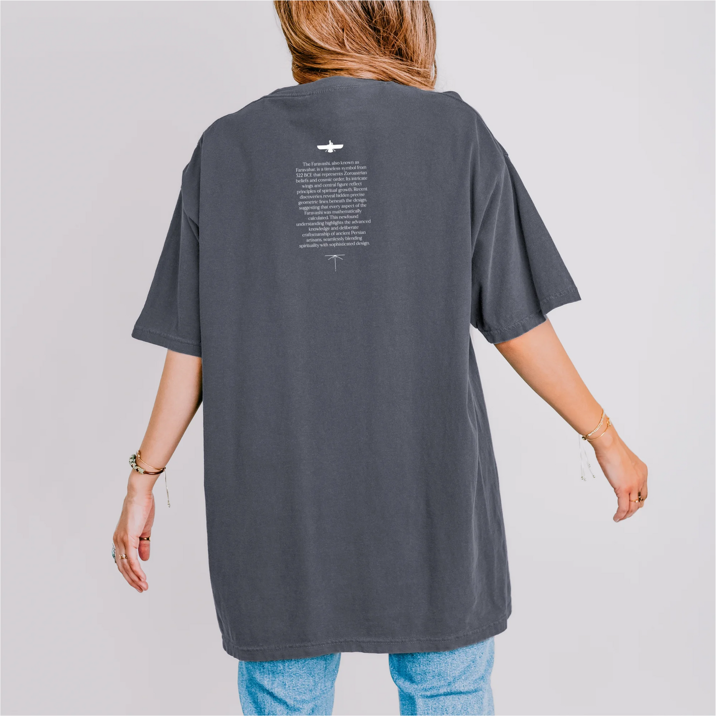 Fravashi in Red Grid cotton graphic T-shirt, Denim color