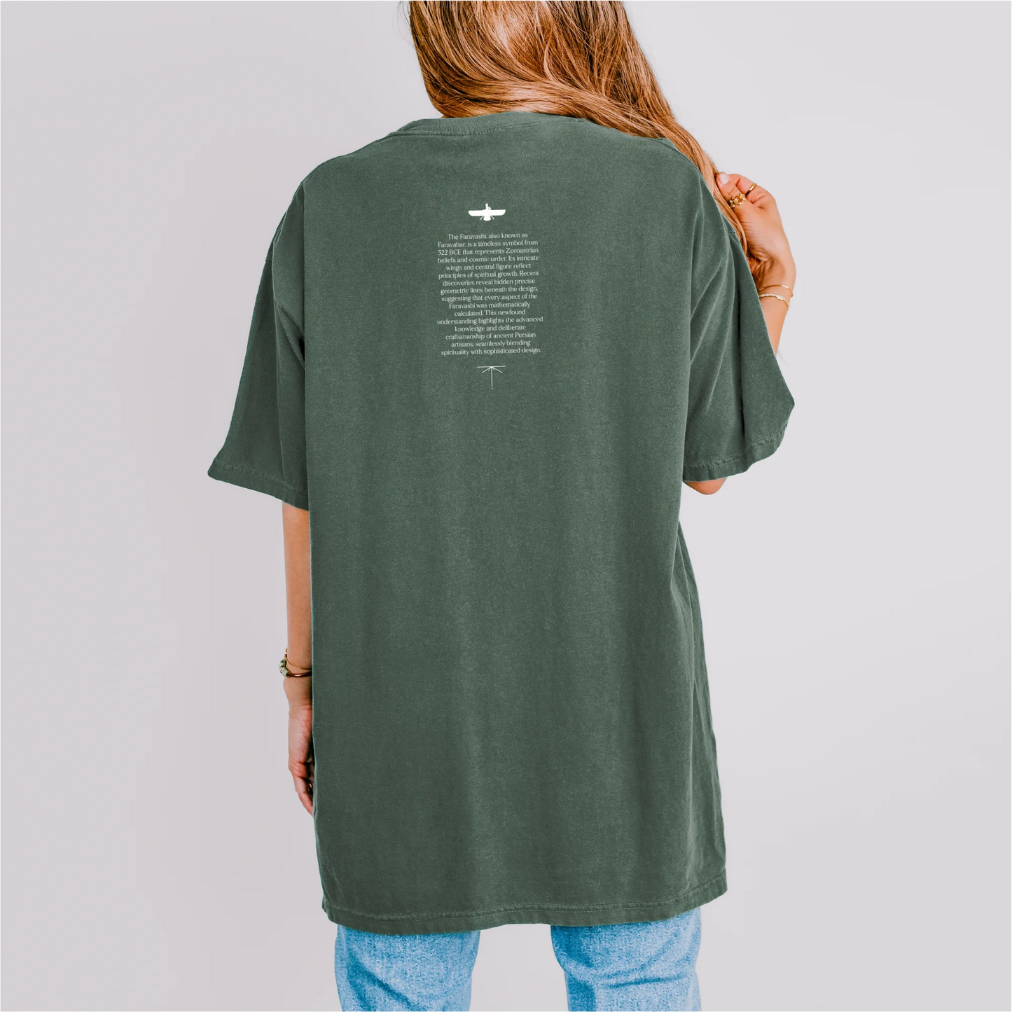 Fravashi in Red Grid cotton graphic T-shirt, Blue_spruce color