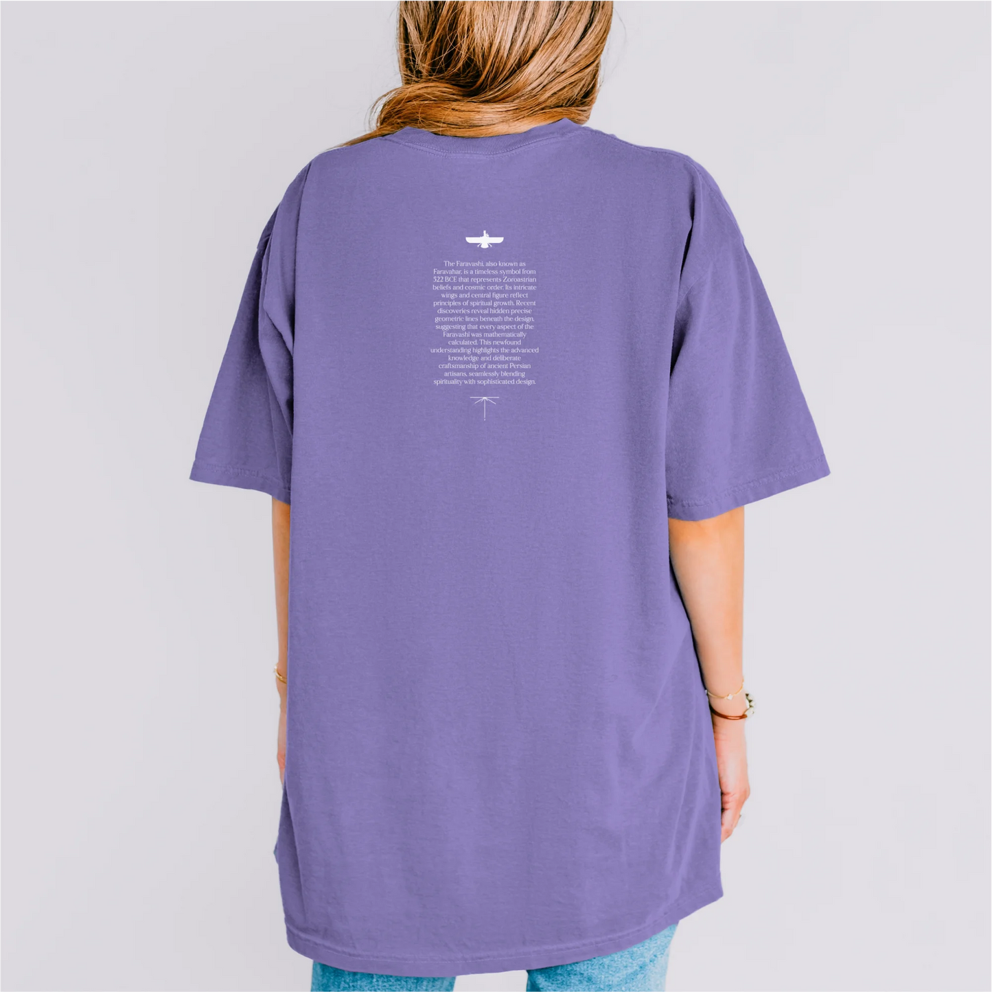 PARSLEX - Fravashi in Grid cotton graphic T-shirt, violet color