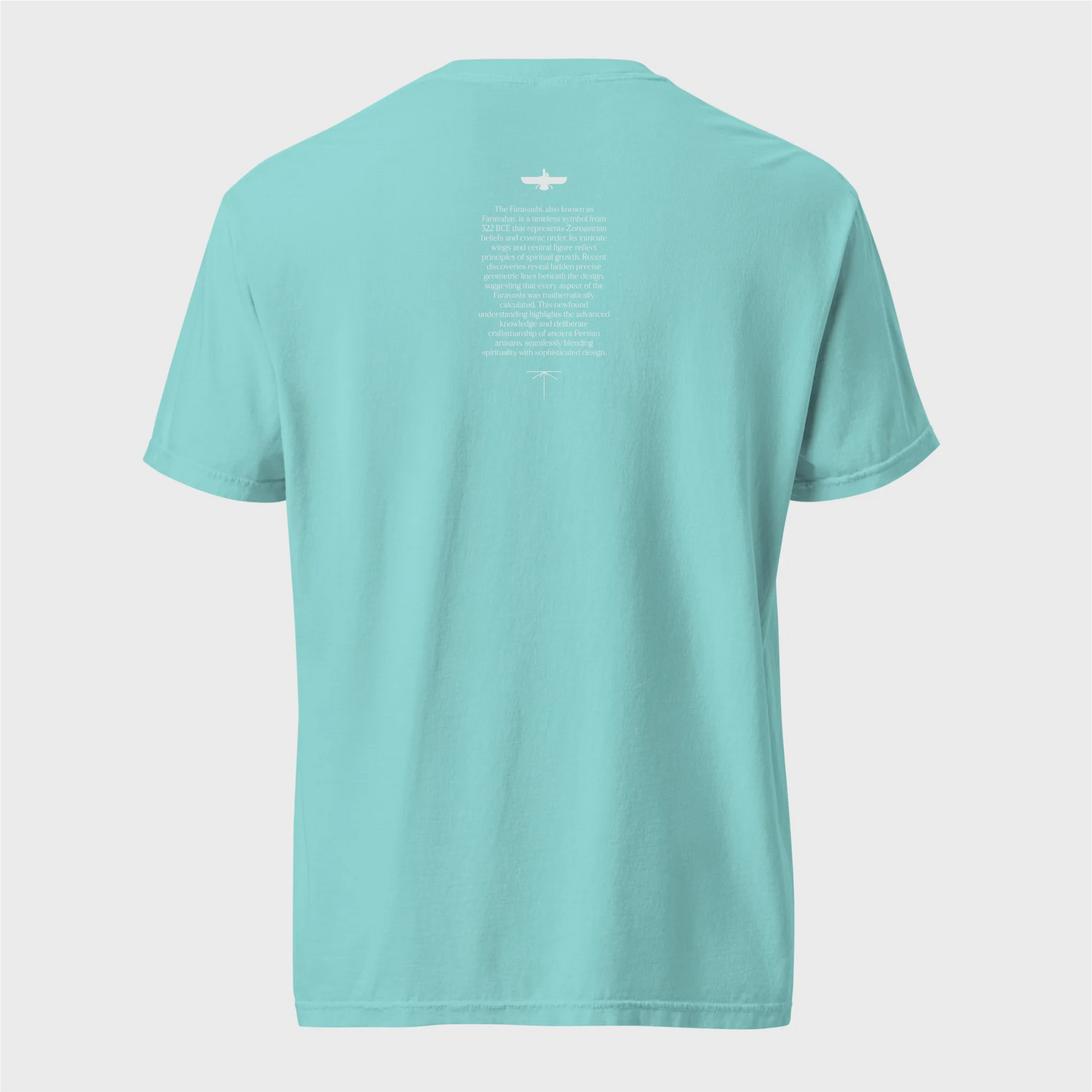 PARSLEX - Fravashi in Red Grid cotton graphic T-shirt, lagoon color