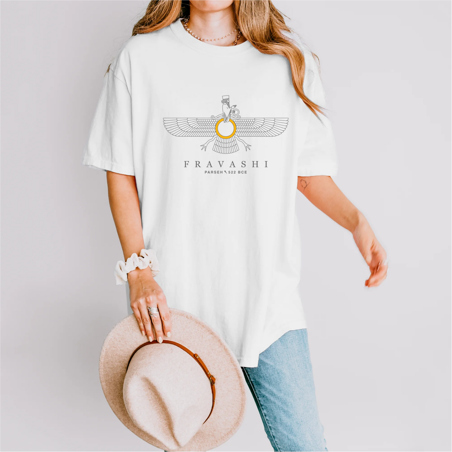 PARSLEX - Persian - Faravahar - Fravashi Universe cotton graphic T-shirt