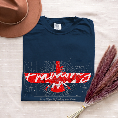 Fravashi in Red Grid cotton graphic T-shirt