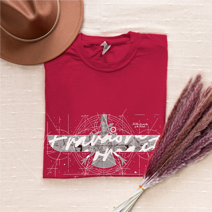 Fravashi in Red Grid cotton graphic T-shirt