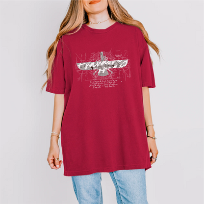 Fravashi in Red Grid cotton graphic T-shirt