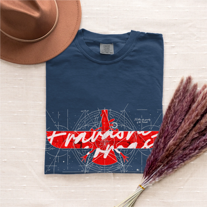 Fravashi in Red Grid cotton graphic T-shirt