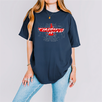 Fravashi in Red Grid cotton graphic T-shirt