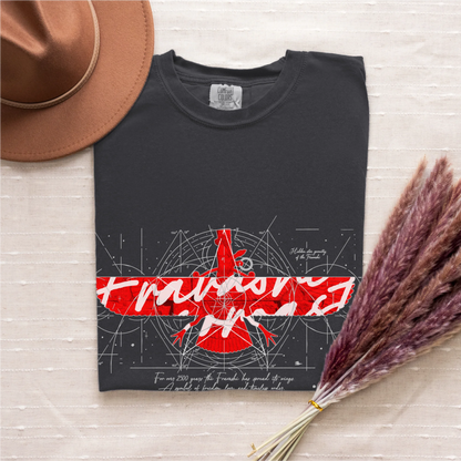 Fravashi in Red Grid cotton graphic T-shirt
