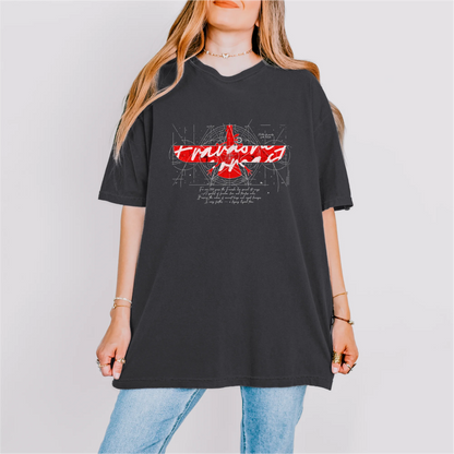 Fravashi in Red Grid cotton graphic T-shirt