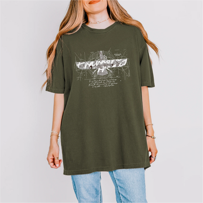 Fravashi in Red Grid cotton graphic T-shirt