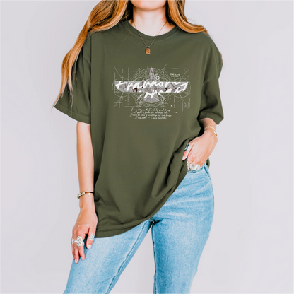 Fravashi in Red Grid cotton graphic T-shirt