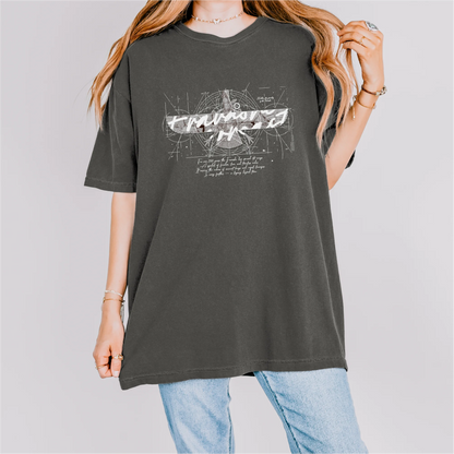 Fravashi in Red Grid cotton graphic T-shirt