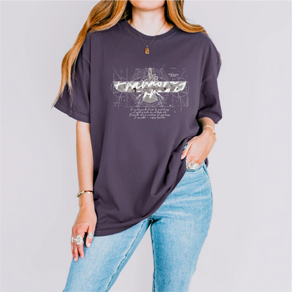 Fravashi in Red Grid cotton graphic T-shirt