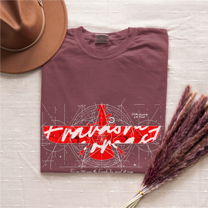 Fravashi in Red Grid cotton graphic T-shirt