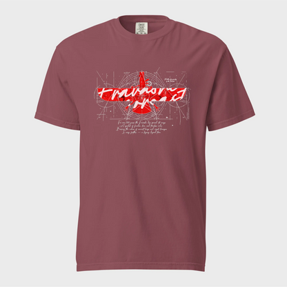 Fravashi in Red Grid cotton graphic T-shirt