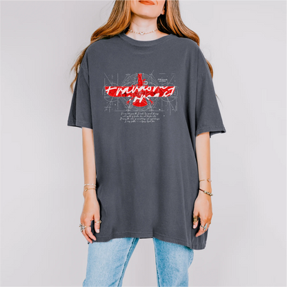 Fravashi in Red Grid cotton graphic T-shirt