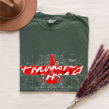 Fravashi in Red Grid cotton graphic T-shirt