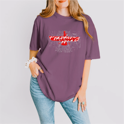 Fravashi in Red Grid cotton graphic T-shirt