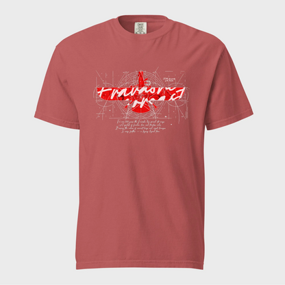 Fravashi in Red Grid cotton graphic T-shirt
