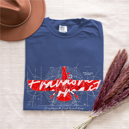 Fravashi in Red Grid cotton graphic T-shirt