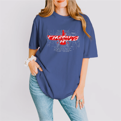 Fravashi in Red Grid cotton graphic T-shirt