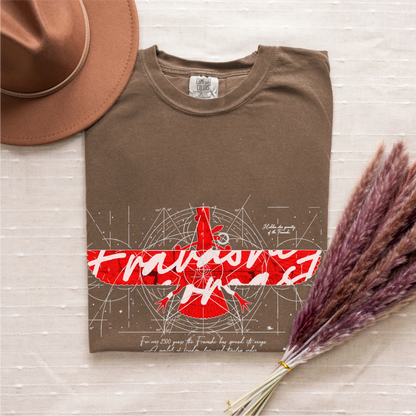Fravashi in Red Grid cotton graphic T-shirt