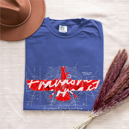 Fravashi in Red Grid cotton graphic T-shirt
