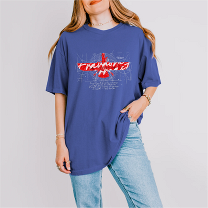 Fravashi in Red Grid cotton graphic T-shirt