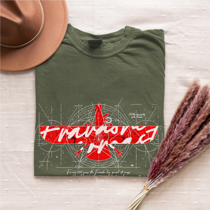 Fravashi in Red Grid cotton graphic T-shirt