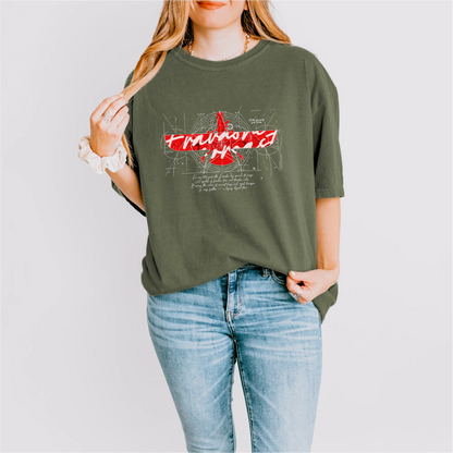 Fravashi in Red Grid cotton graphic T-shirt