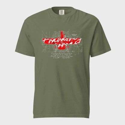 Fravashi in Red Grid cotton graphic T-shirt