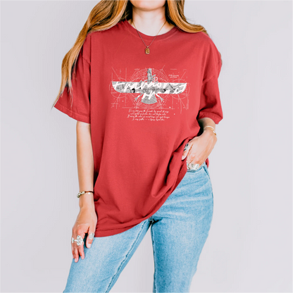 Fravashi in Red Grid cotton graphic T-shirt