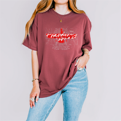 Fravashi in Red Grid cotton graphic T-shirt