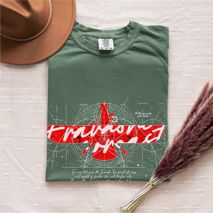 Fravashi in Red Grid cotton graphic T-shirt