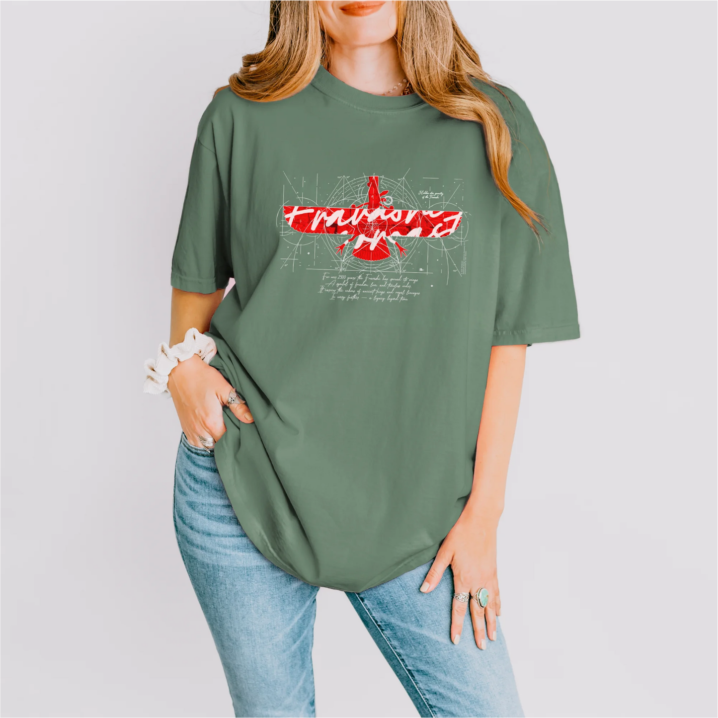 Fravashi in Red Grid cotton graphic T-shirt