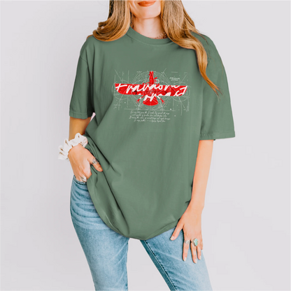 Fravashi in Red Grid cotton graphic T-shirt