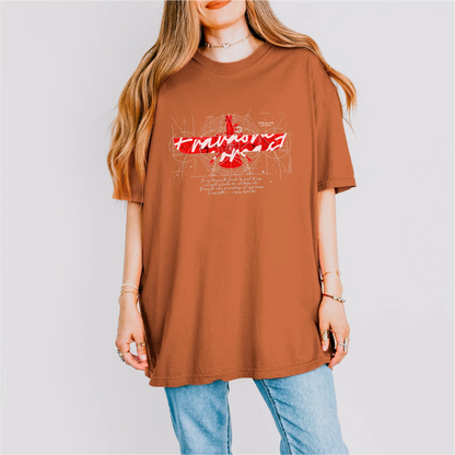 Fravashi in Red Grid cotton graphic T-shirt