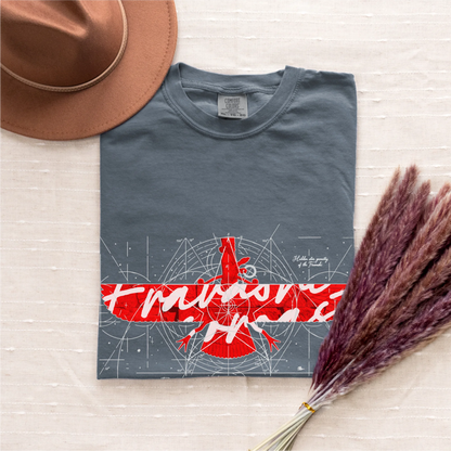 Fravashi in Red Grid cotton graphic T-shirt