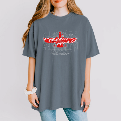 Fravashi in Red Grid cotton graphic T-shirt