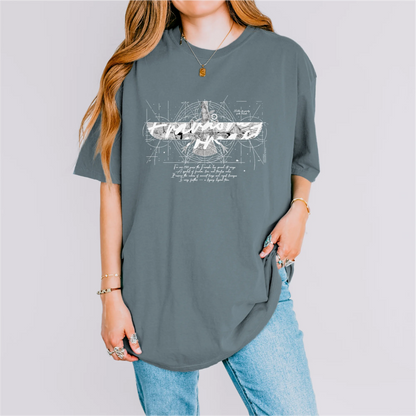Fravashi in Red Grid cotton graphic T-shirt