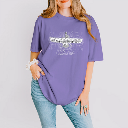 Fravashi in Red Grid cotton graphic T-shirt