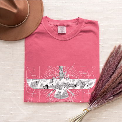 Fravashi in Red Grid cotton graphic T-shirt
