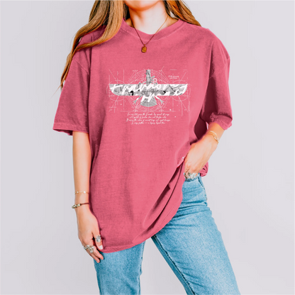 Fravashi in Red Grid cotton graphic T-shirt