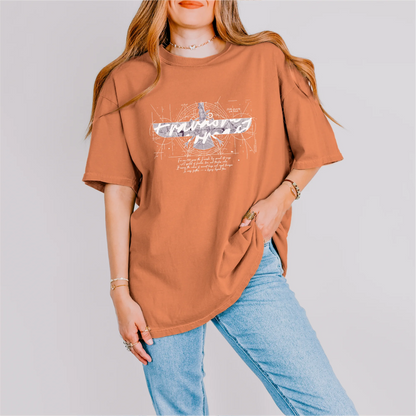 Fravashi in Red Grid cotton graphic T-shirt