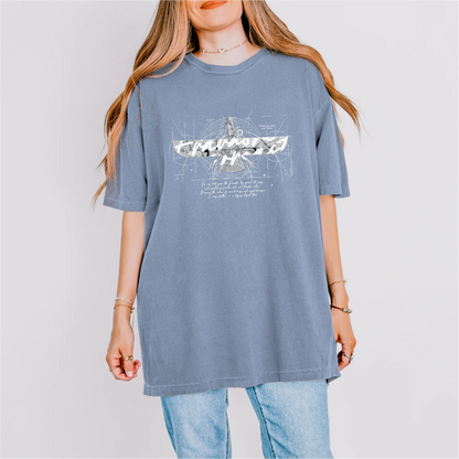 Fravashi in Red Grid cotton graphic T-shirt
