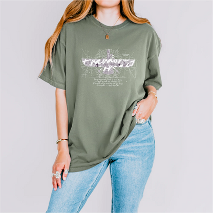 Fravashi in Red Grid cotton graphic T-shirt
