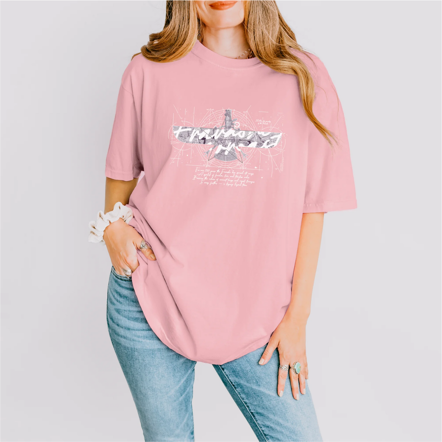 Fravashi in Red Grid cotton graphic T-shirt