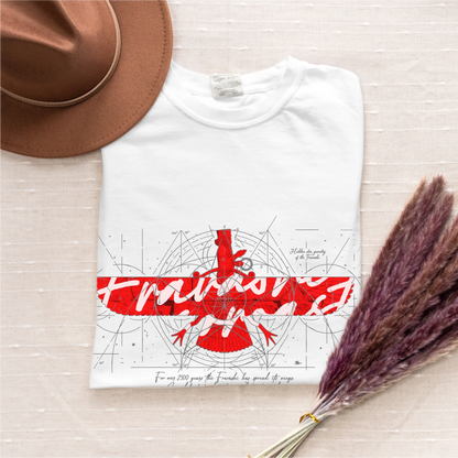 Fravashi in Red Grid cotton graphic T-shirt