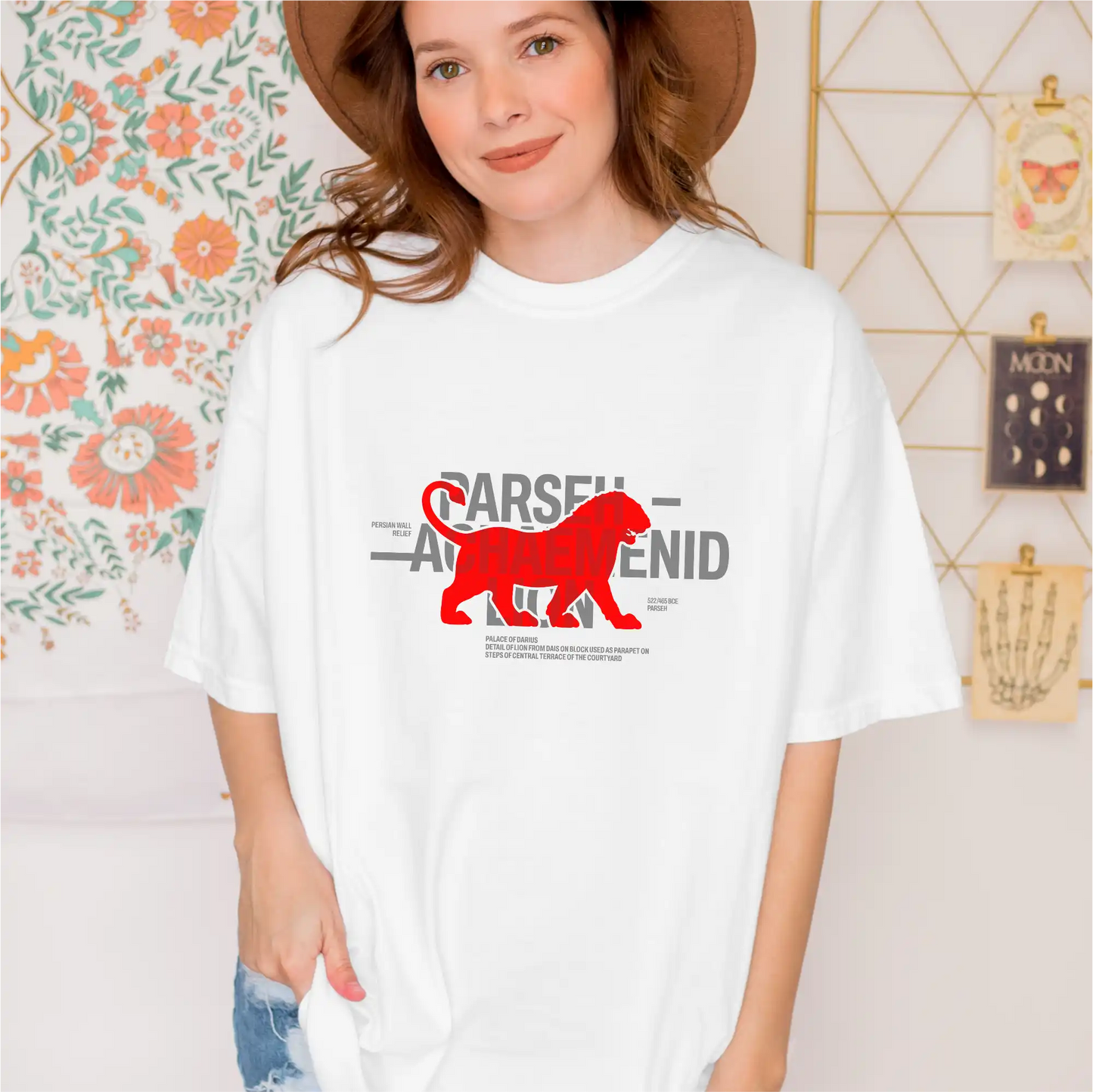 Achaemenid Lion cotton graphic T-shirt