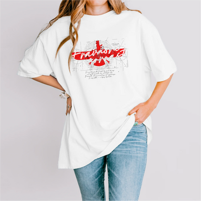 Fravashi in Red Grid cotton graphic T-shirt